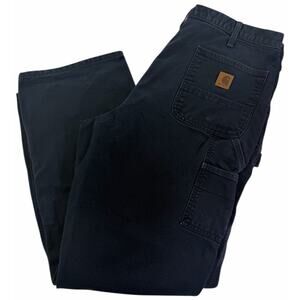 Vintage Carhartt Men's 40x34 Dark Navy Blue Carpenter Canvas Work Pants B11 MDT